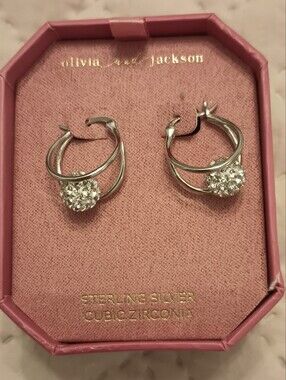 Olivia‎ & Jackson Sterling Silver Hoop Earrings With Cubic Zirconias